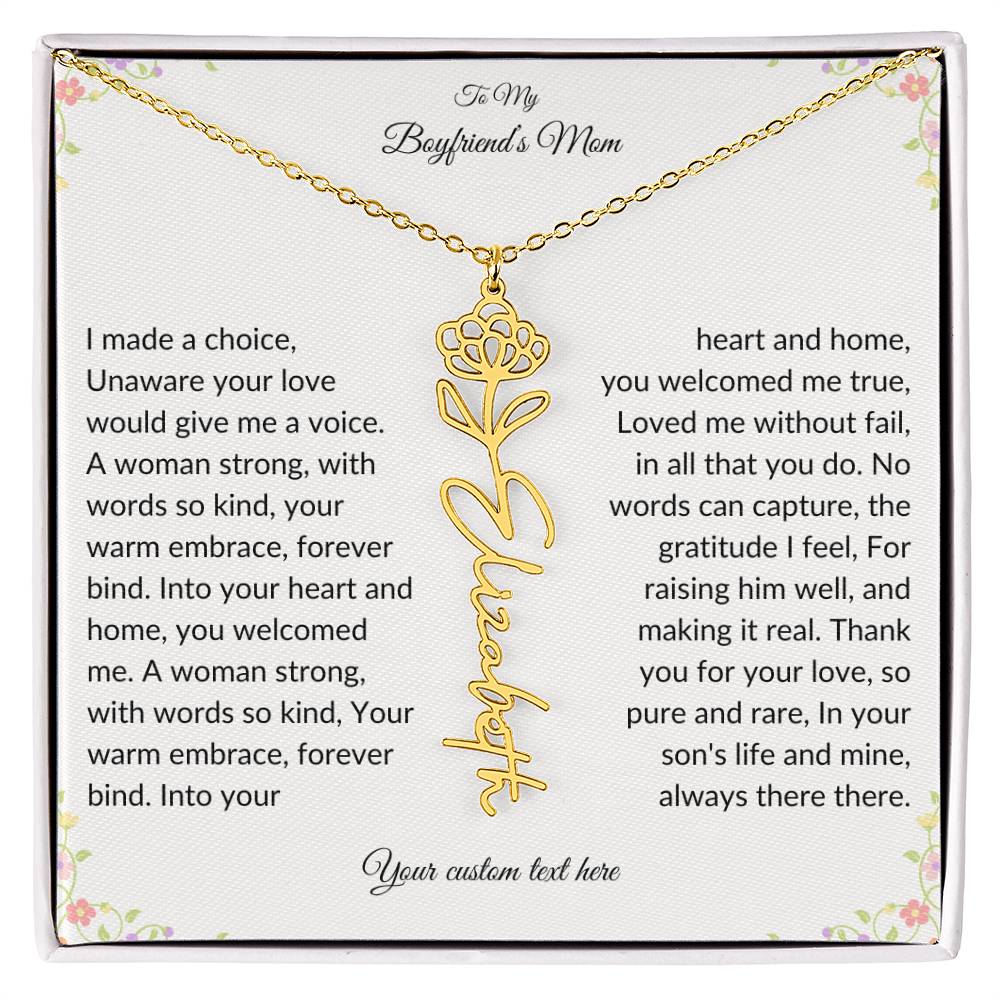 To My Boyfriends Mom Birth flower Name Necklace-[product type]