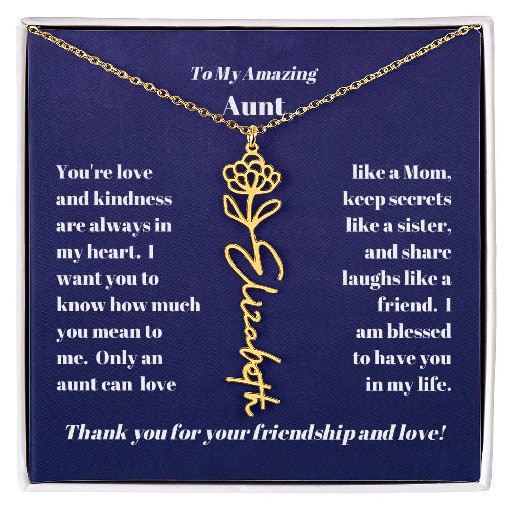 Aunt Personalized Name Birth Flower Necklace Gift-[product type]