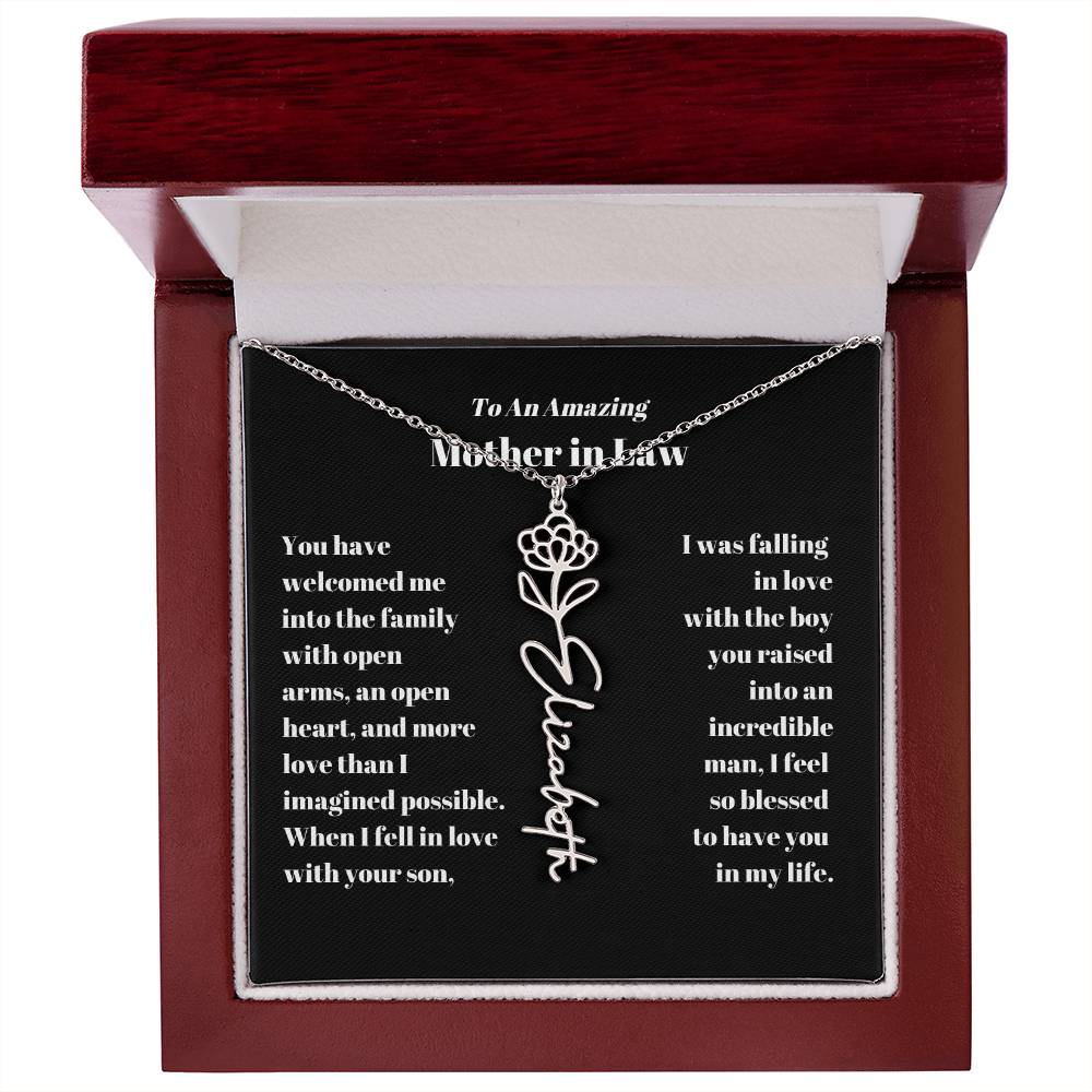 Mother in Law Personalized Birth flower Name Necklace-[product type]