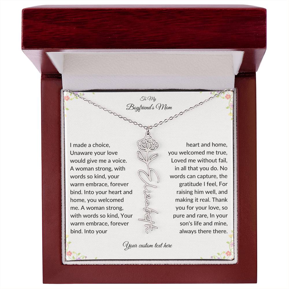 To My Boyfriends Mom Birth flower Name Necklace-[product type]