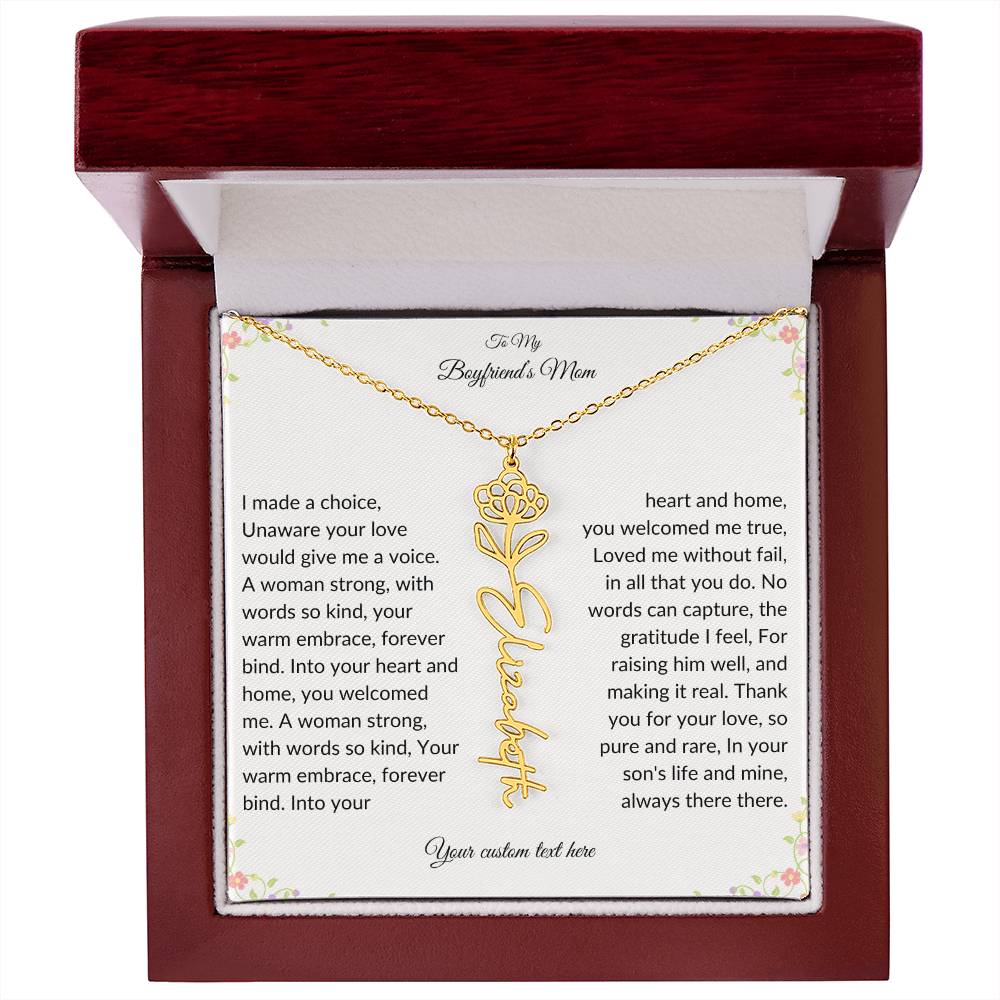 To My Boyfriends Mom Birth flower Name Necklace-[product type]