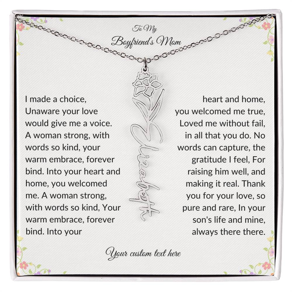 To My Boyfriends Mom Birth flower Name Necklace-[product type]