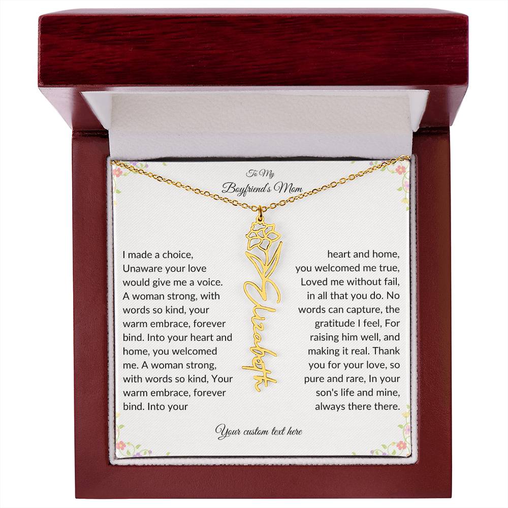 To My Boyfriends Mom Birth flower Name Necklace-[product type]