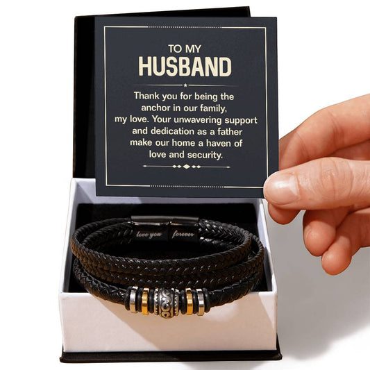 Husband Family's Anchor Love Your Forever Men's Bracelet-[product type]