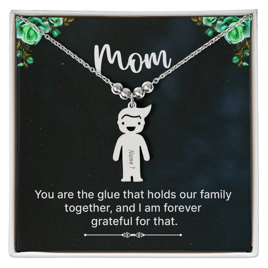 Mom Grateful Engraved Kids Charm Necklace-[product type]