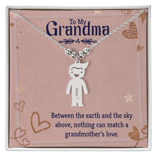 Grandmothers Love Engraved Child Charm Necklace-[product type]