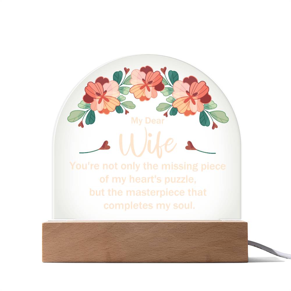 Wife Hearts Puzzle Lighted Dome Plaque-[product type]