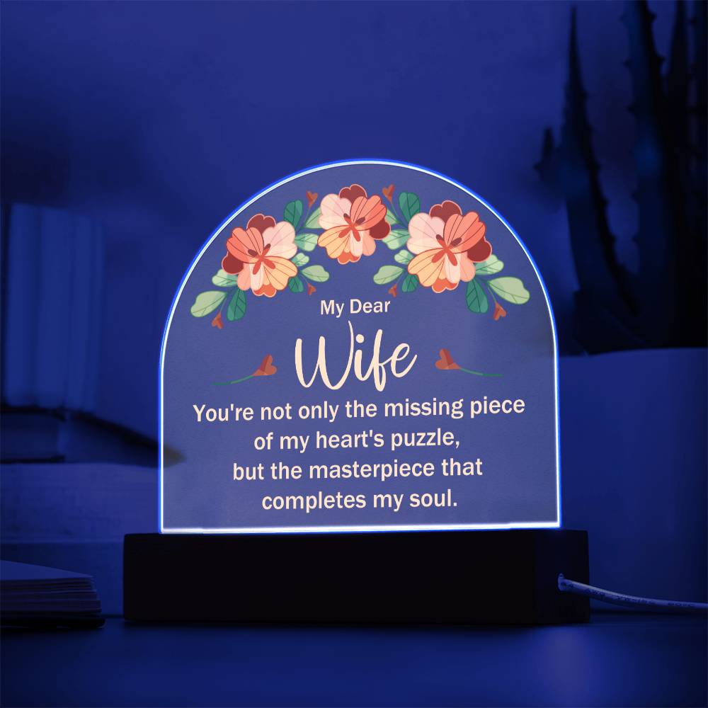 Wife Hearts Puzzle Lighted Dome Plaque-[product type]