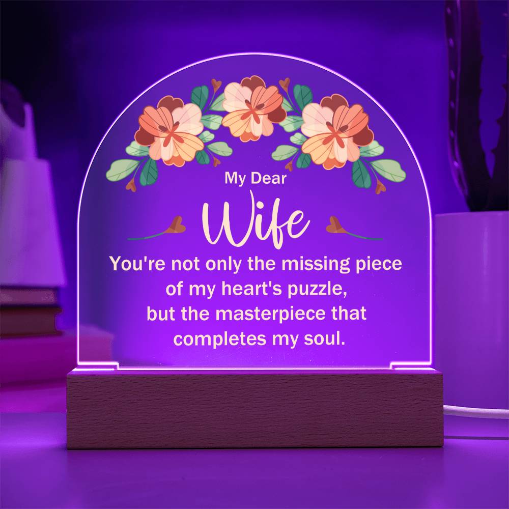 Wife Hearts Puzzle Lighted Dome Plaque-[product type]