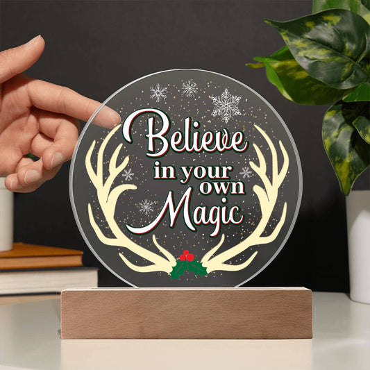 Believe In Your Own Magic Christmas Acrylic Circle Plaque-[product type]