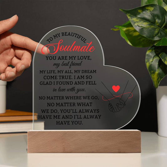 Soulmate Lighted Acrylic Heart Gift for Wife Girlfriend Husband-[product type]