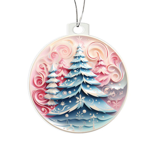 Pastel Pink and Blue Christmas Trees Acrylic Ornament-[product type]