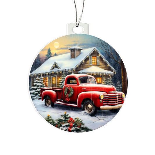 Red Truck Acrylic Christmas Ornament