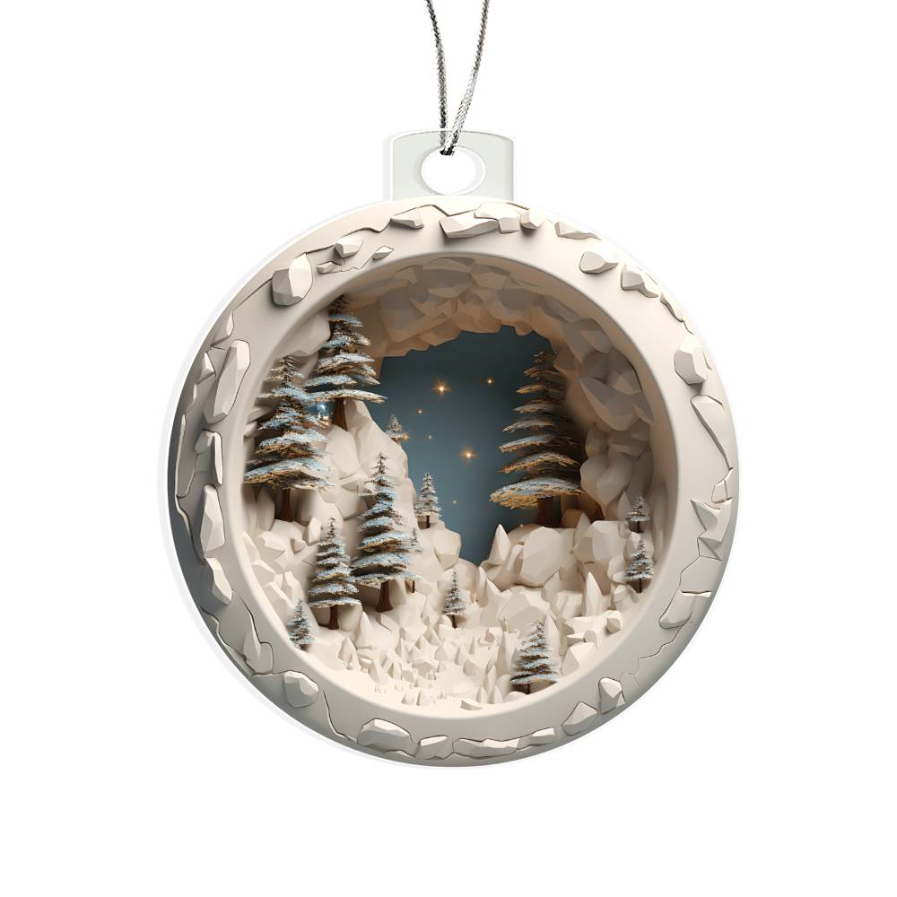 Winter Scene 3d Effect Acrylic Ornament-[product type]