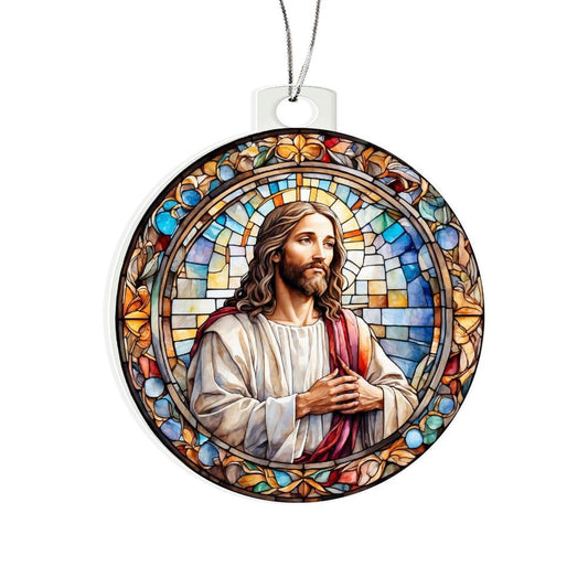 Jesus Stain glass effect Acrylic Christmas Ornament