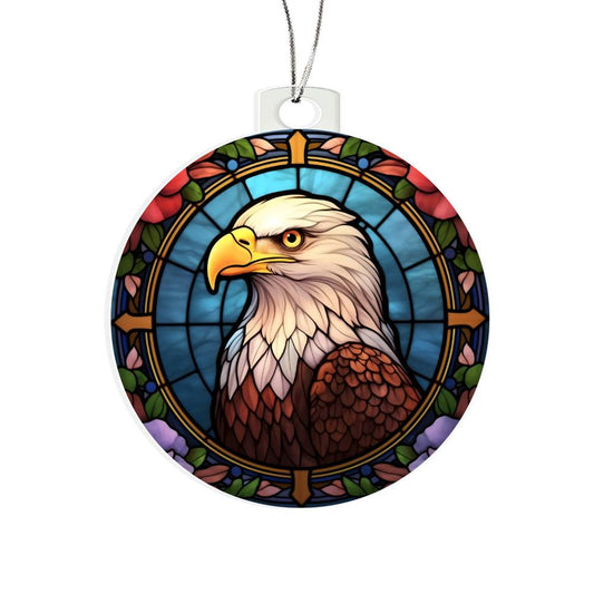 Bald Eagle Stained Glass Acrylic Christmas Ornament-[product type]