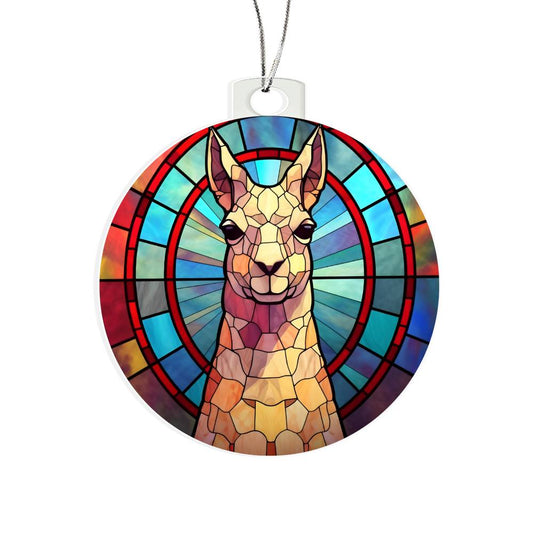 Llama Stained Glass Look Christmas Tree Ornament-[product type]