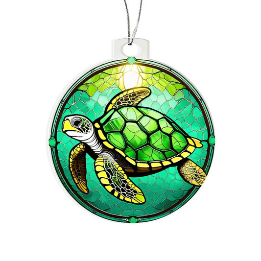 Sea Turtle Acrylic Faux Stained Glass Acrylic Christmas Ornament