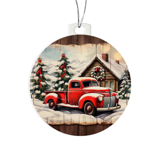 Red Truck Acrylic Christmas Ornament