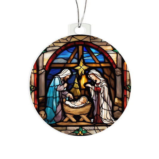 Baby Jesus  Manger Scene Acrylic Ornament