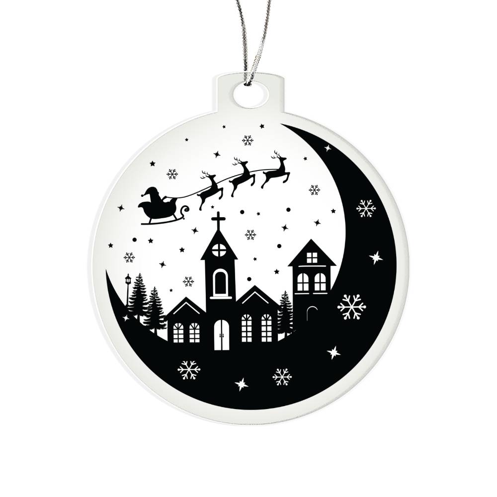 Santa and Sleigh Christmas Village Christmas Tree Ornament-[Heartfelt Family Gift]