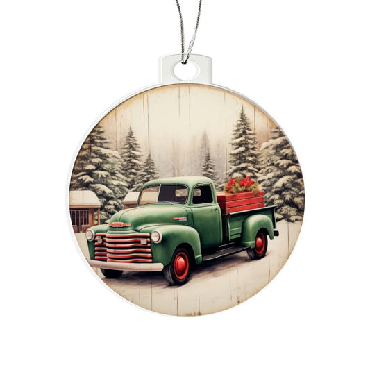 Christmas Pickup truck Acrylic Christmas Ornament