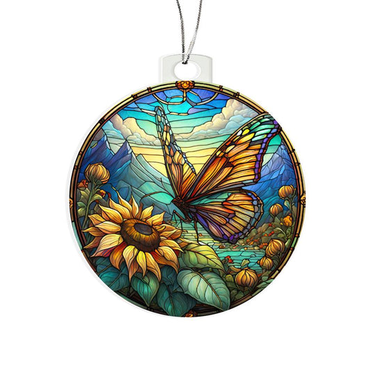 Butterfly Acrylic Christmas Ornament Faux Stained Glass Look