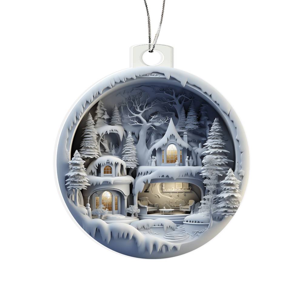 Winter Scene 3d Effect Acrylic Ornament-[product type]