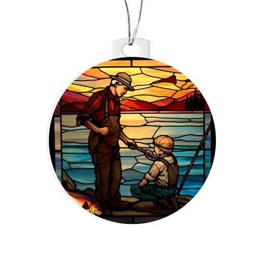 Fishing Stained Glass Look Acrylic Christmas Tree Ornament-[product type]