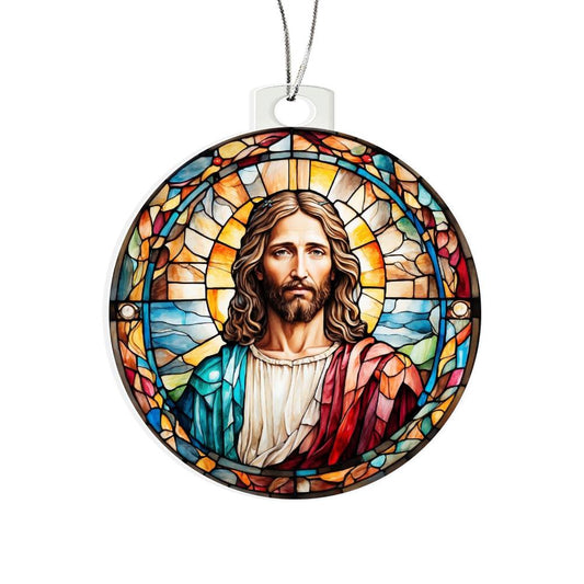 Jesus Stained Glass Effect Acrylic Christmas Ornament-[Heartfelt Family Gift]