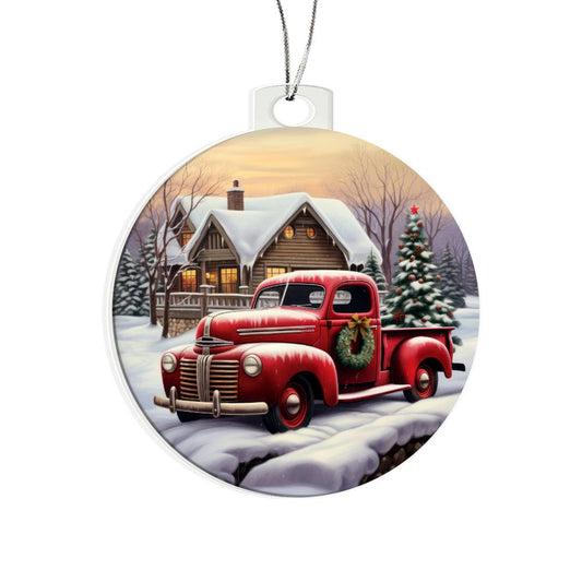 Red Truck Acrylic Christmas Ornament