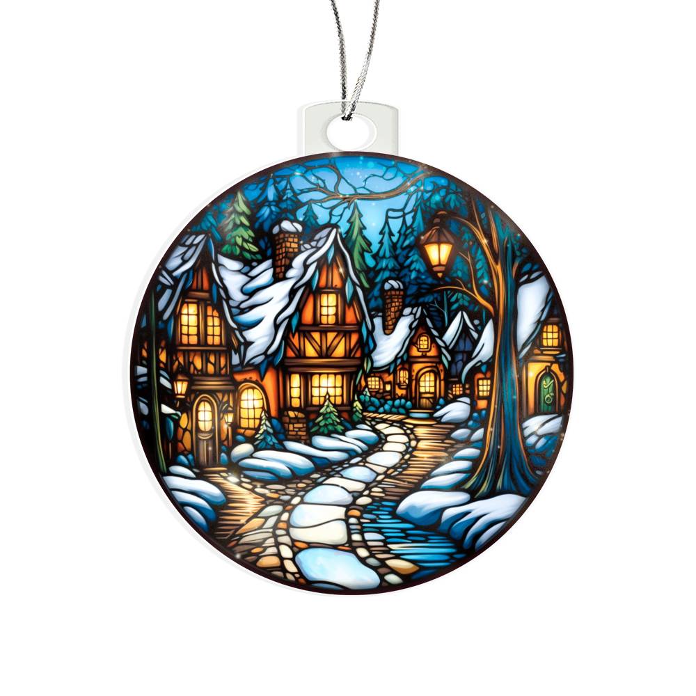 Stained Glass Christmas Village Ornament-[Heartfelt Family Gift]