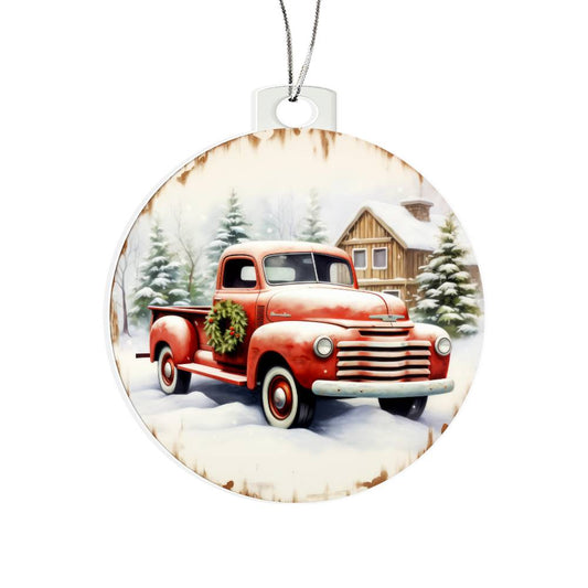 Pickup Truck Acrylic Christmas Ornament