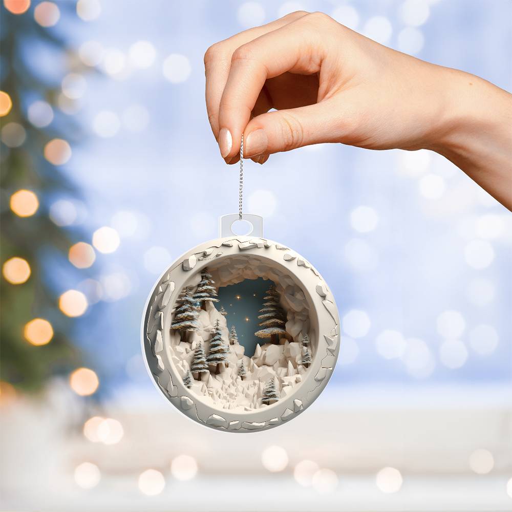 Winter Scene 3d Effect Acrylic Ornament-[product type]