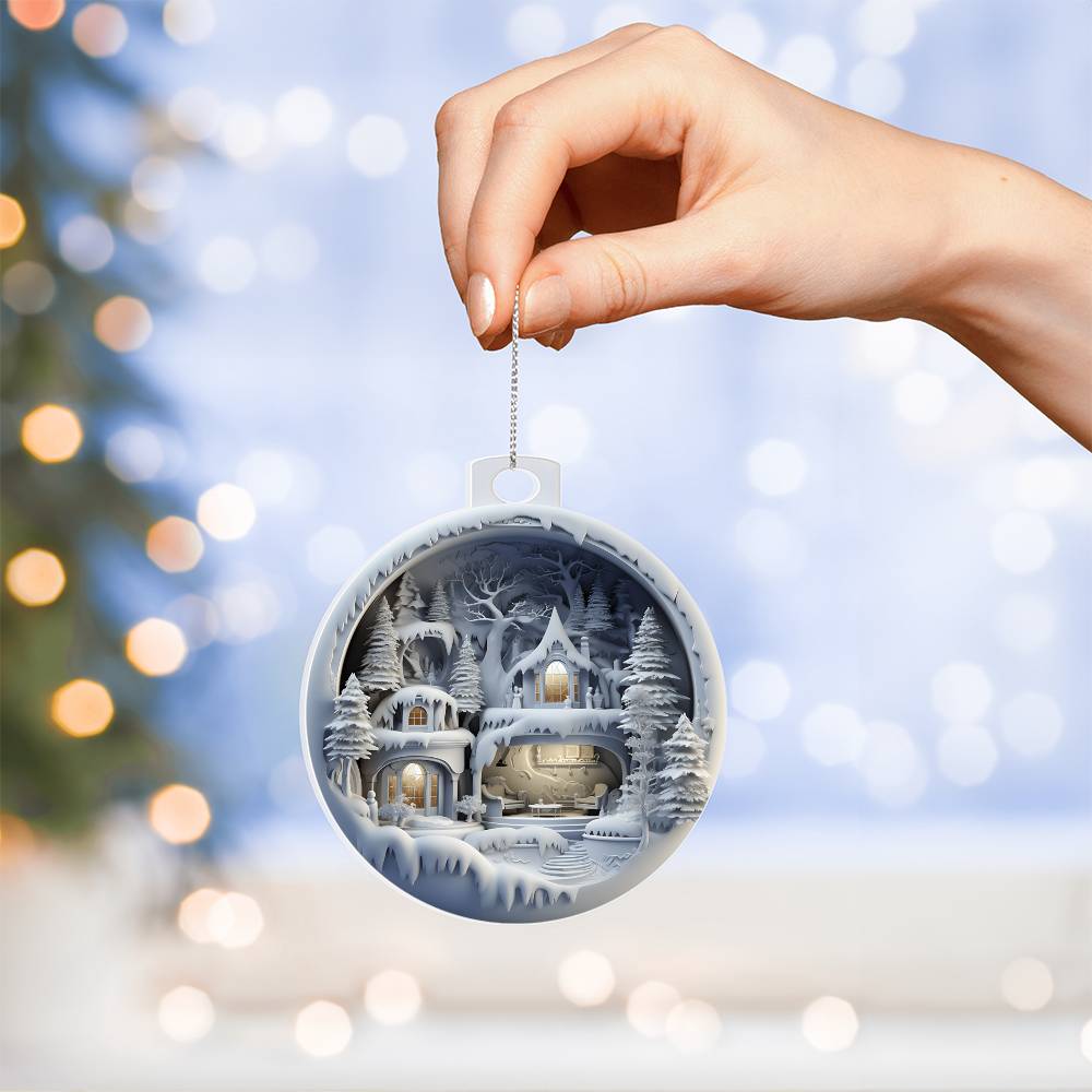 Winter Scene 3d Effect Acrylic Ornament-[product type]