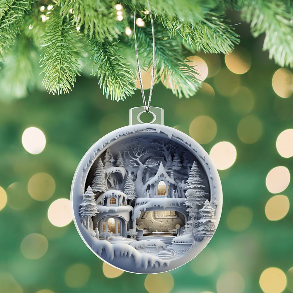 Winter Scene 3d Effect Acrylic Ornament-[product type]