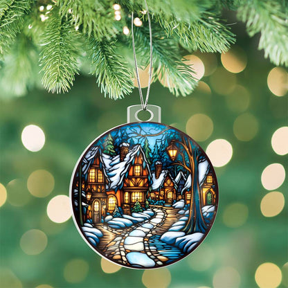 Stained Glass Christmas Village Ornament-[Heartfelt Family Gift]