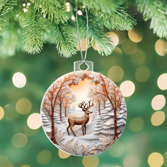 Deer in Snow Christmas Ornament Acrylic Ornament-[product type]