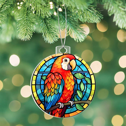 Parrot Stained Glass Look Christmas Tree Ornament-[product type]