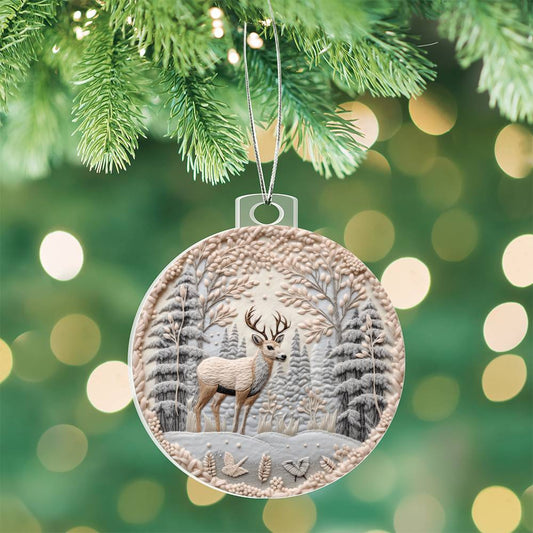 Deer in Snow Christmas Ornament-[product type]