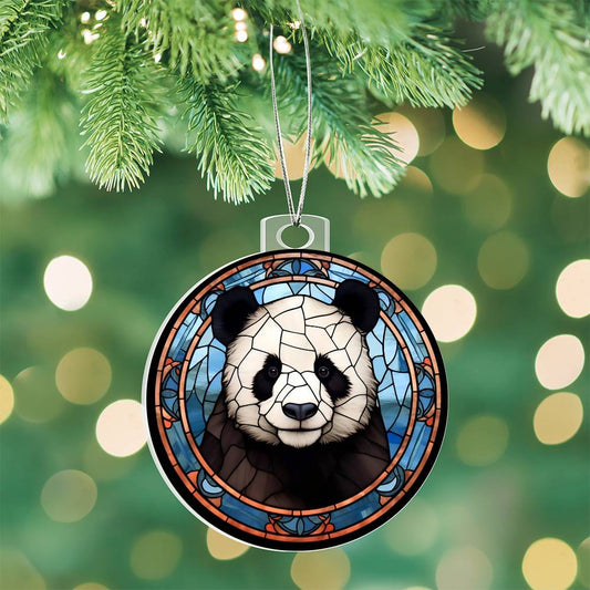 Panda Stained Glass Look Acrylic Christmas Ornament-[product type]