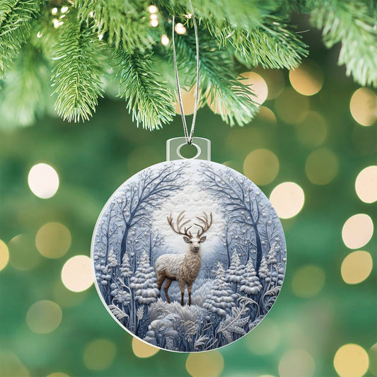 Deer in Snow Christmas Ornament-[product type]