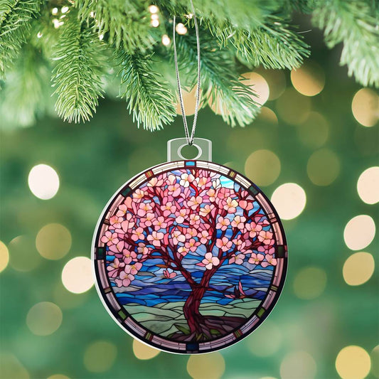 Cherry Blossom Acrylic Christmas Ornament-[product type]