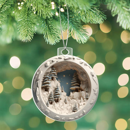 Winter Scene 3d Effect Acrylic Ornament-[product type]