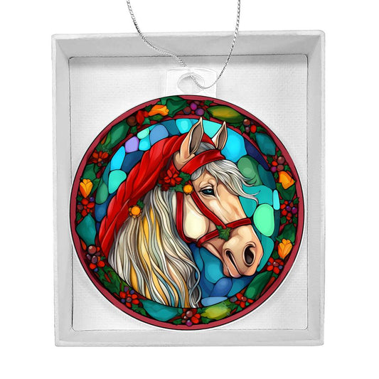 Stainglass Horse Christmas Ornament-[product type]