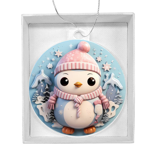 Pastel Penguin Acrylic Ornament - Ideal for Holiday Dcor-[Heartfelt Family Gift]