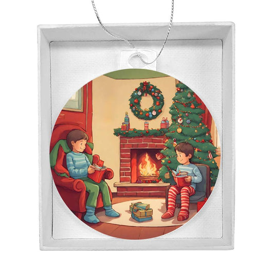 Snow Day Fireside by The Christmas Tree Abstract Ornament-[product type]