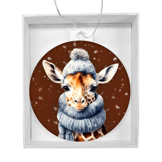 Winter Giraffe Christmas Ornament-[product type]