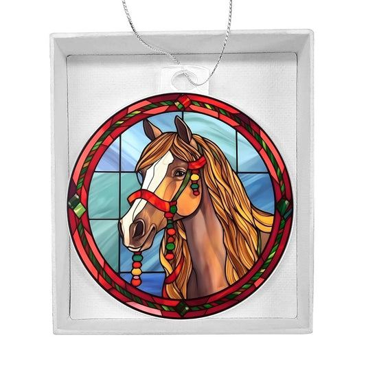 Handmade Stained Glass Horse Christmas Ornament - Festive Holiday Decoration-[Heartfelt Family Gift]