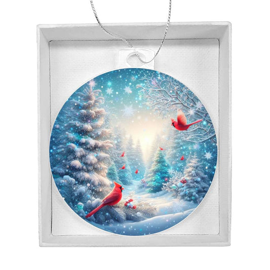 Cardinals Winter Scene Christmas Ornament-[product type]